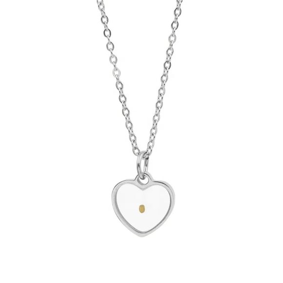 18k Gold Mustard Seed Faith Heart Necklace